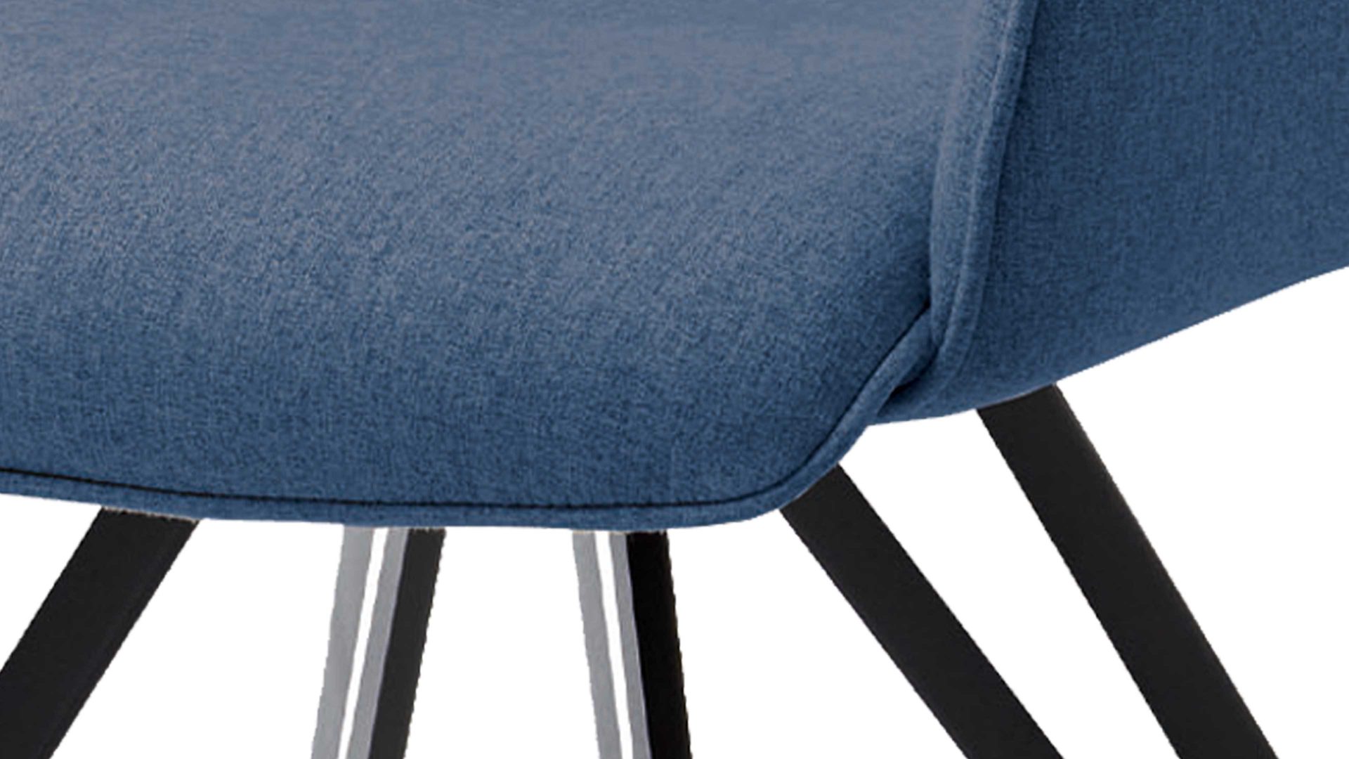 Vierfußstuhl Niehoff sitzmoebel aus Stoff in Blau NIEHOFF SITZMÖBEL Armlehnstuhl Merlot Rückholfunktion - blauer Webstoff Venice 854 & schwarzes Eisen