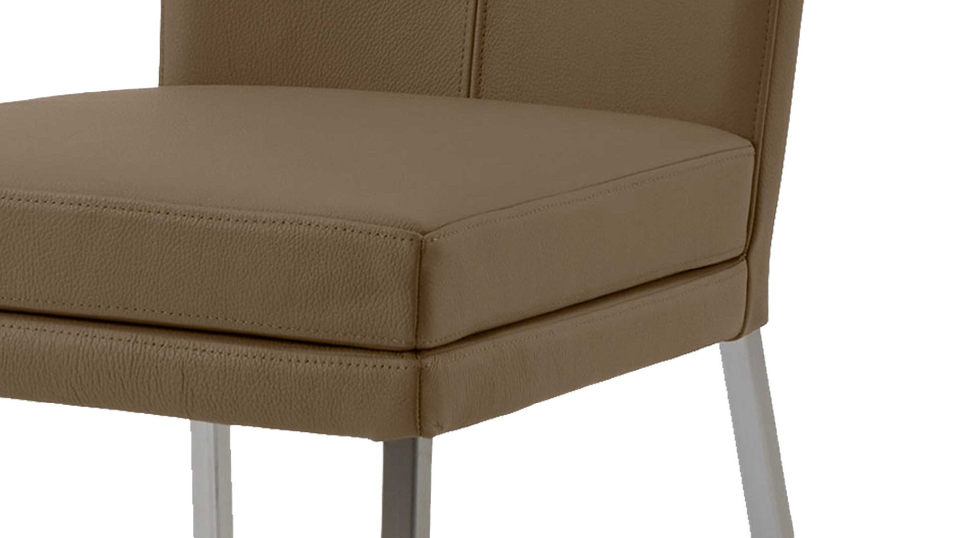 Polsterstuhl laVie aus Leder in Braun laVie Stuhl Color-Line mit Lederbezug als Sitzmöbel steinfarbenes Leder Napoli 989 & gebürsteter Edelstahl