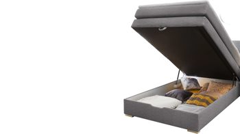 Boxspringbett Jockenhöfer aus Stoff in Grau Boxspringbett Eve graues Flachgewebe 142.09 – Liegefläche ca. 120 x 200 cm