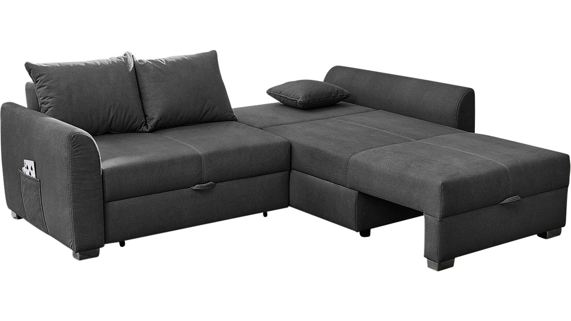 Ecksofa Job aus Stoff in Dunkelgrau Funktions-Ecksofa Boomer dunkelgraues Flachgewebe 295.19 – Stellfläche ca. 236 x 160 cm