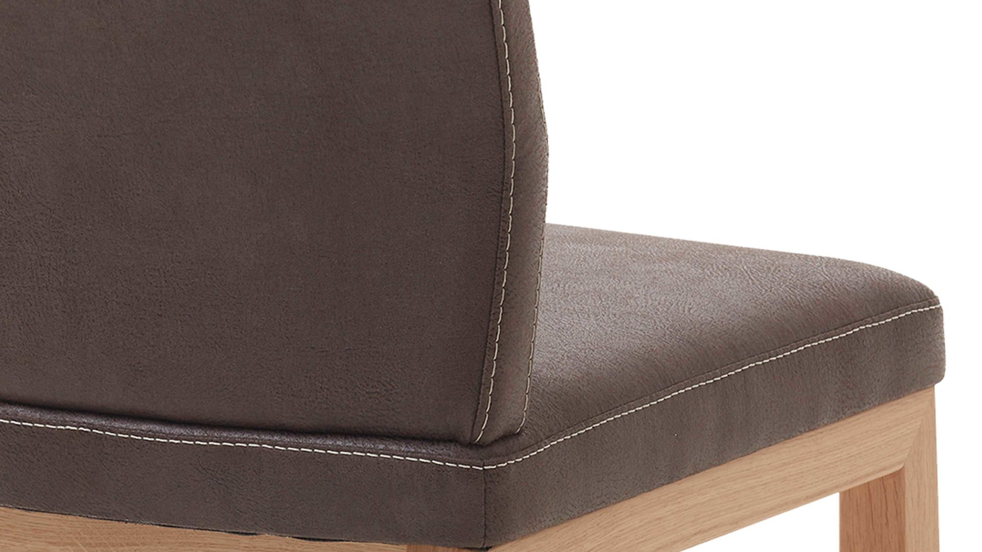 Vierfußstuhl Dudinger furniture aus Stoff in Dunkelbraun Vierfußstuhl Laura dunkelbrauner Stoffbezug & Eichenholzgestell