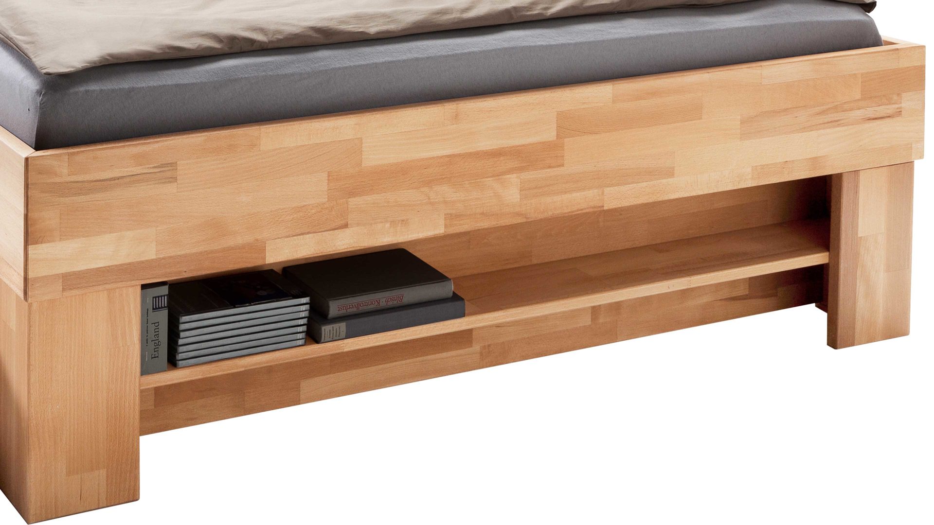 Doppelbett Elfo-möbel aus Holz in Holzfarben Bettgestell Sofie als Massivholzmöbel mit Wohlfühlkomfort natur geöltes Kernbuchenholz - Liegefläche ca. 180 x 200 cm