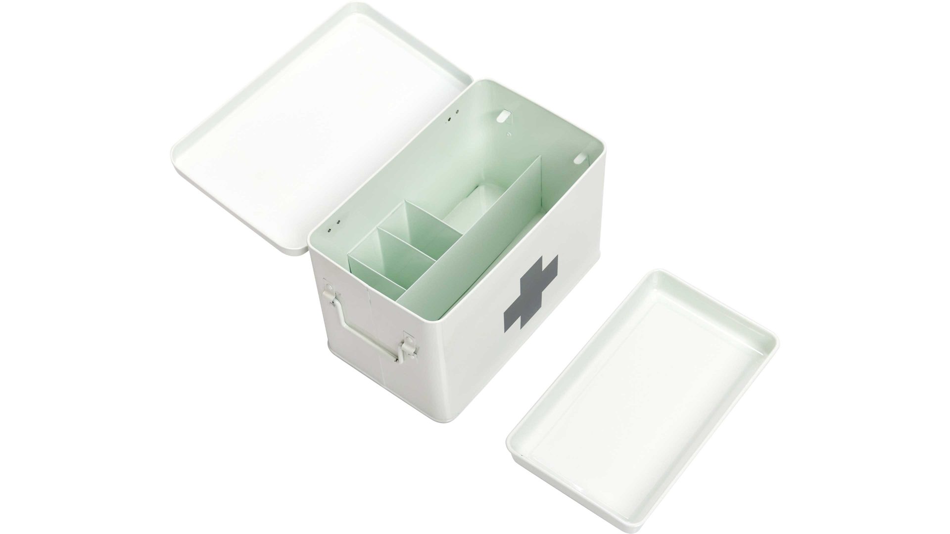 Ordnungsbox Zeller present aus Metall in Weiß Metall-Medizinbox weißes Metall - ca. 20 x 20 cm