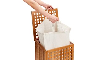 Wäschekorb Zeller present aus Holz in Holzfarben Wäschetruhe  Bambus - ca.  40 x 58 cm