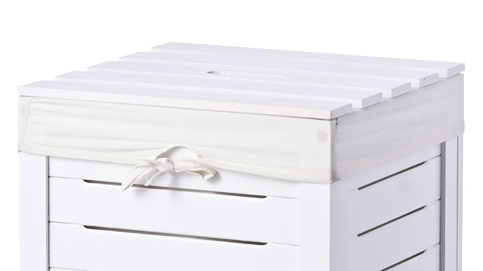 Wäschekorb Zeller present aus MDF in Weiß Wäschetruhe  weiß lackiertes MDF & Wäschesack - ca. 35 x 55 cm