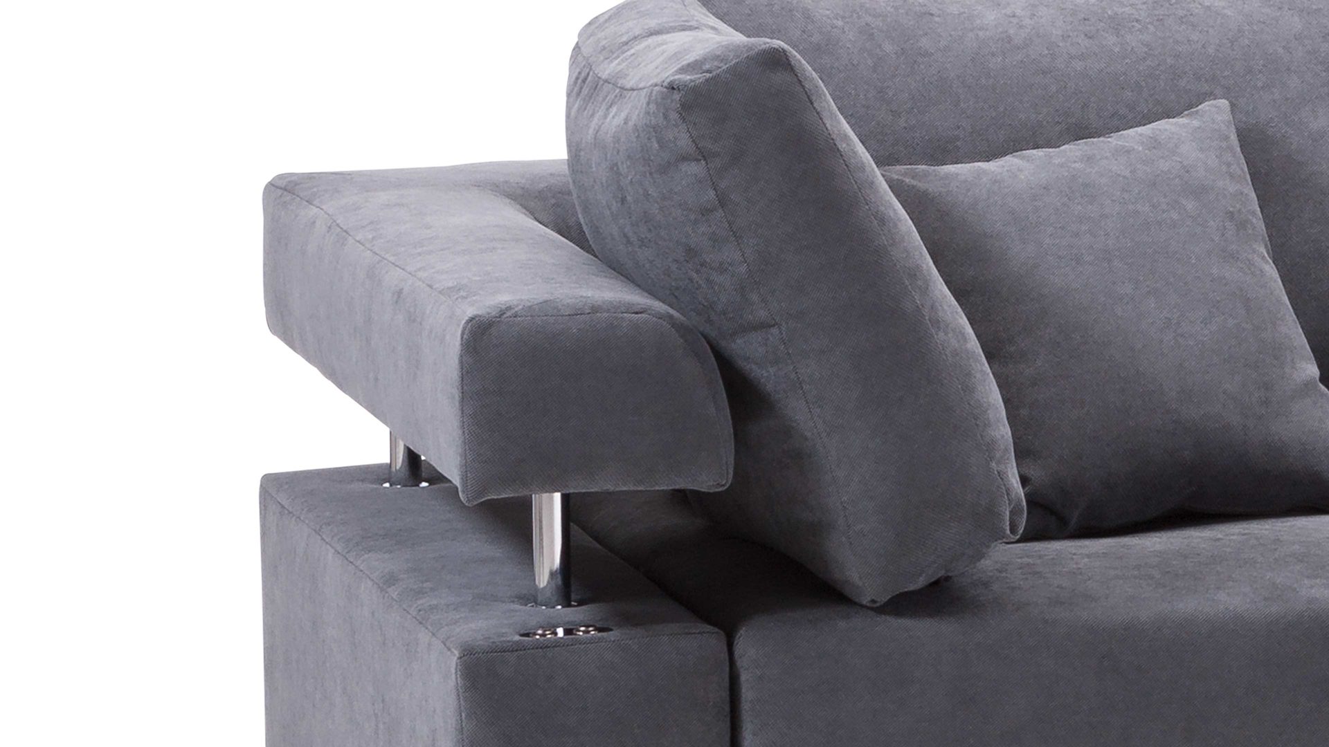 Ecksofa KAWOO aus Stoff in Anthrazit KAWOO Polstermöbel Serie Dream - Funktions-Ecksofa bzw. Polsterecke anthrazitfarbener Bezug Sun 96 & Metallfüße – Stellfläche ca. 270 x 224 cm