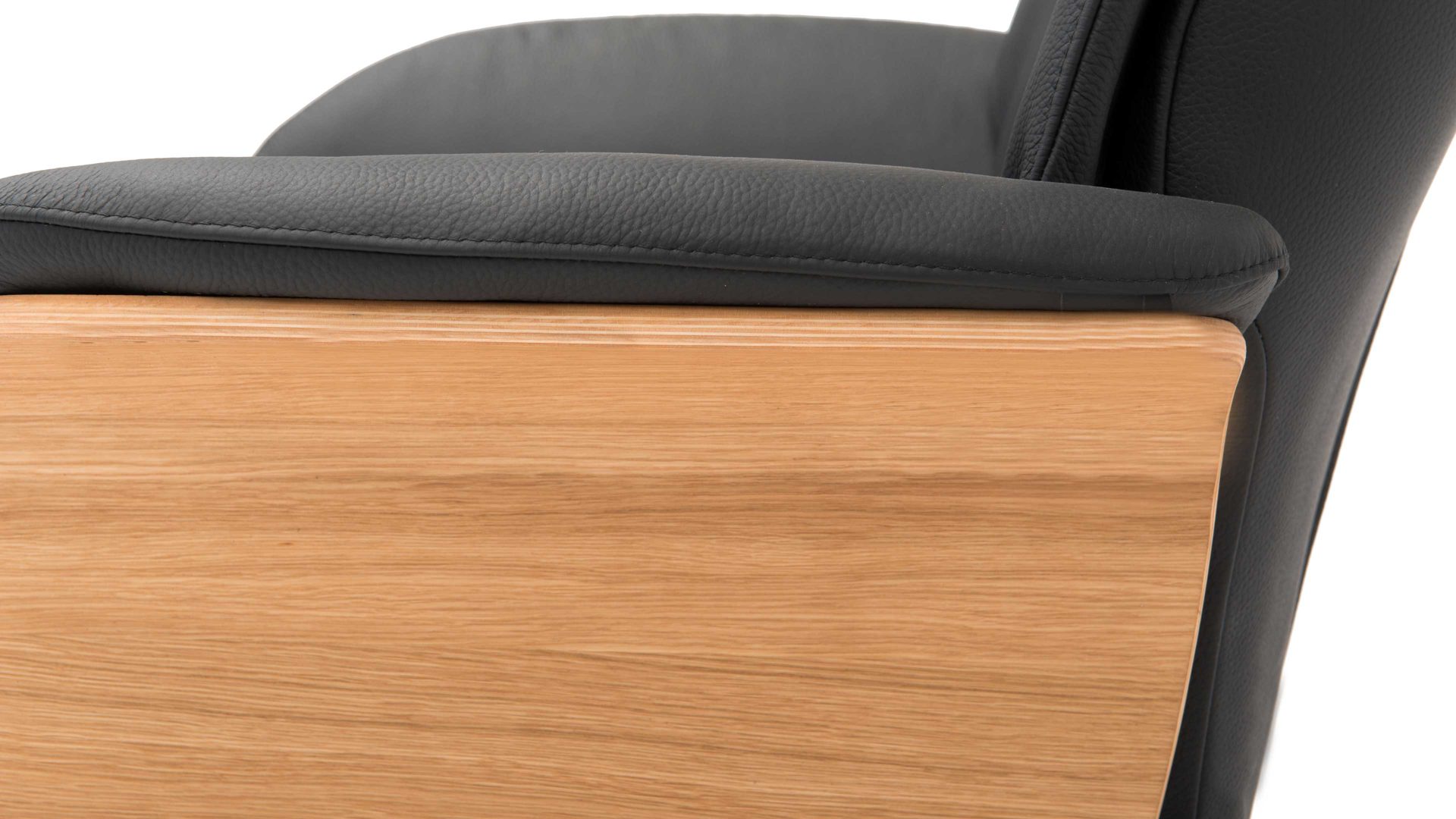 Relaxsessel Hjort knudsen aus Leder in Schwarz Relax-Drehsessel bzw. Ledersessel schwarzes Leder Soledo Split 441 & geölter Eichenholzfuß