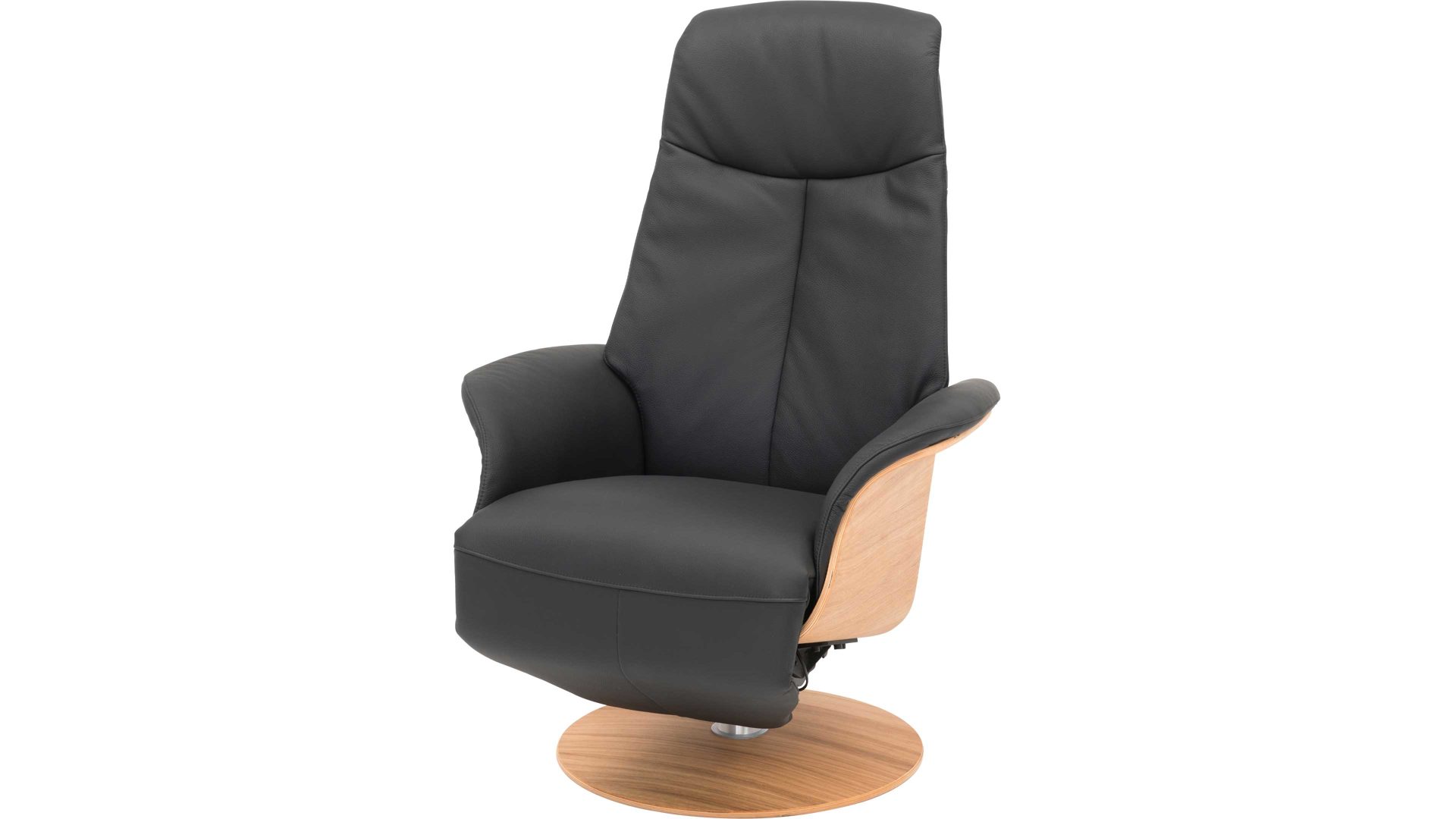 Relaxsessel Hjort knudsen aus Leder in Schwarz Relax-Drehsessel bzw. Ledersessel schwarzes Leder Soledo Split 441 & geölter Eichenholzfuß