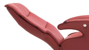 Relaxsessel Hjort knudsen aus Leder in Rot Relaxsessel bzw. Drehsessel - Polstermöbel rotes Leder Soleda Split 444 & Edelstahl-Sternfuß