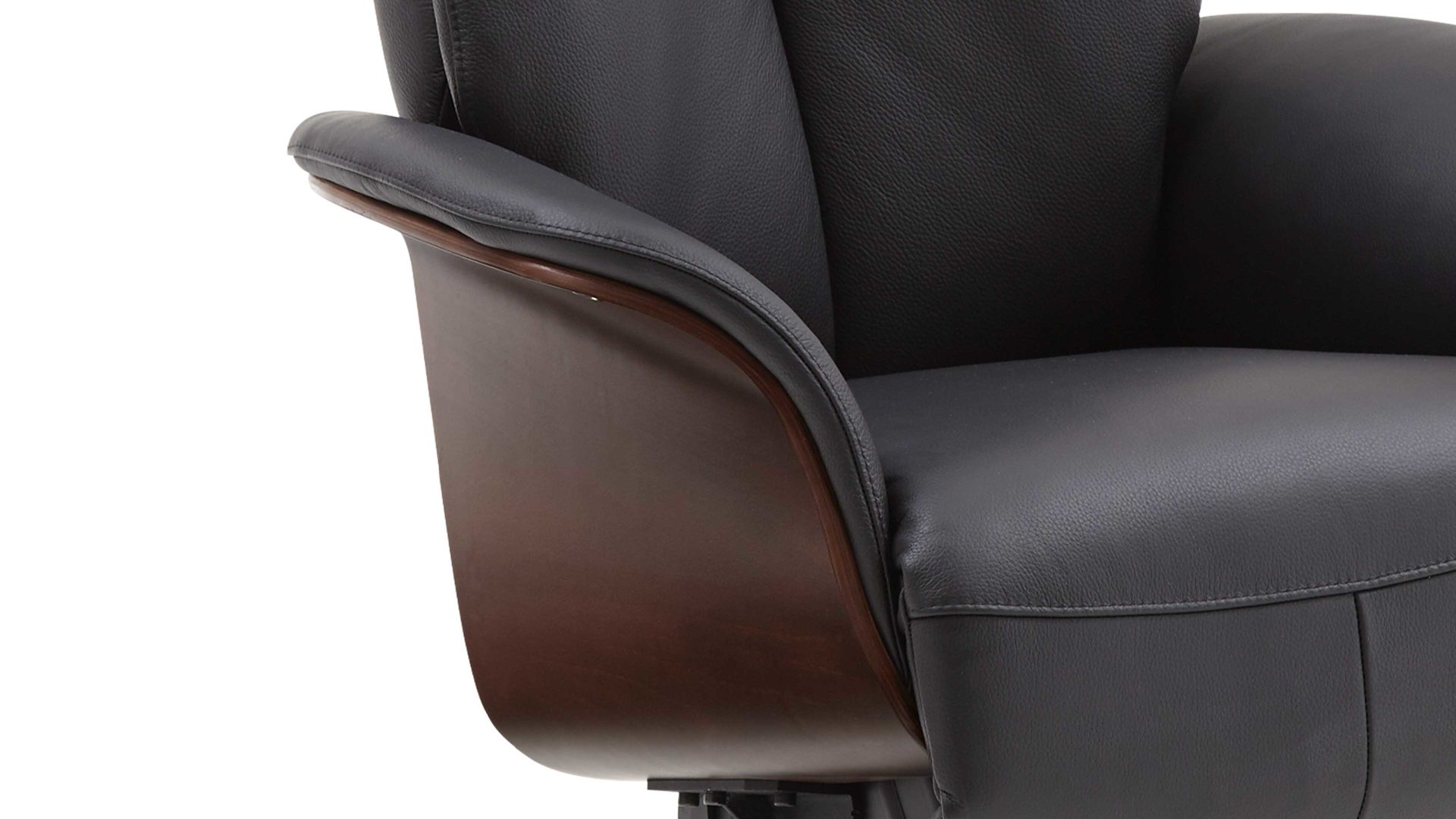 Relaxsessel Hjort knudsen aus Leder in Schwarz Relaxsessel Medium - Polstermöbel schwarzes Leder Soleda Split 441 & Sternfuß