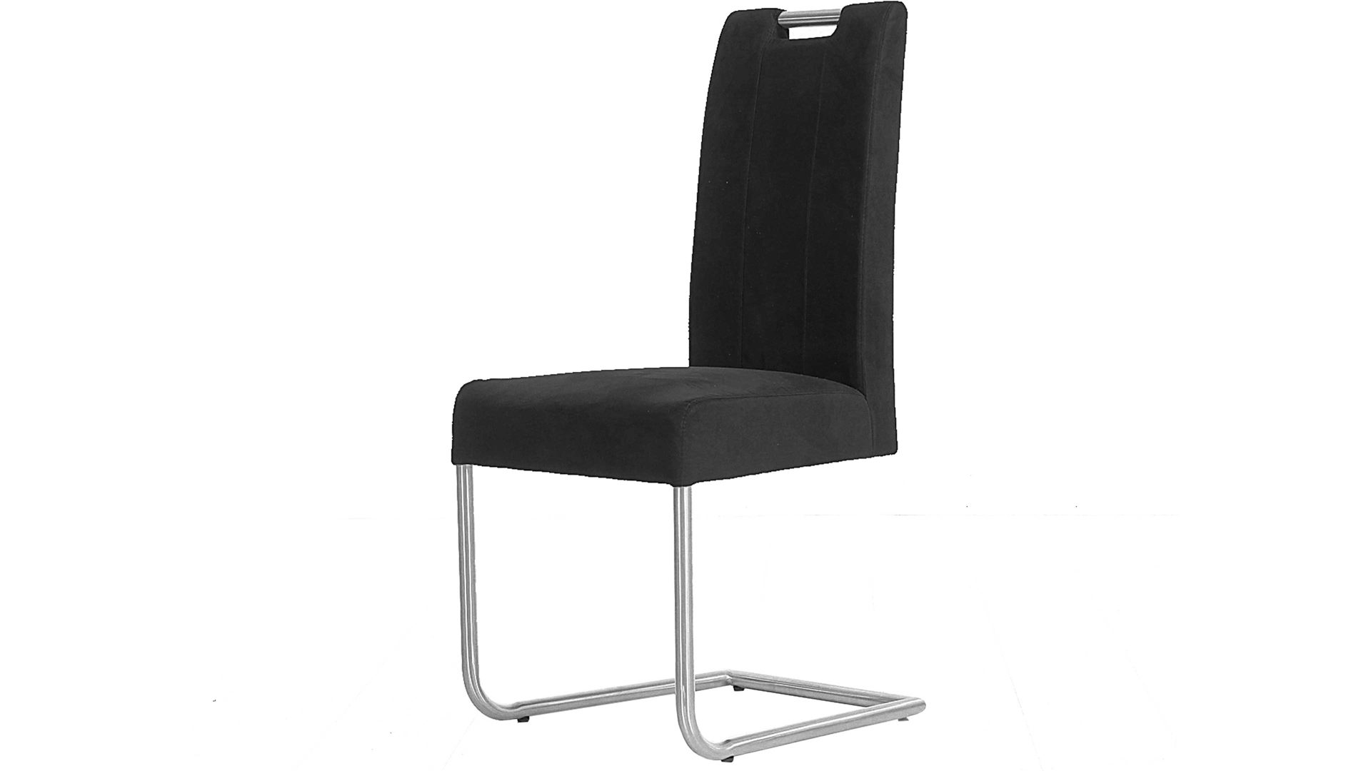 Schwingstuhl Standard furniture factory aus Stoff in Schwarz Freischwinger mit Griff bereichert jedes Esszimmer anthrazitfarbene Mikrofaser Grizzly 8000 & Edelstahlgestell