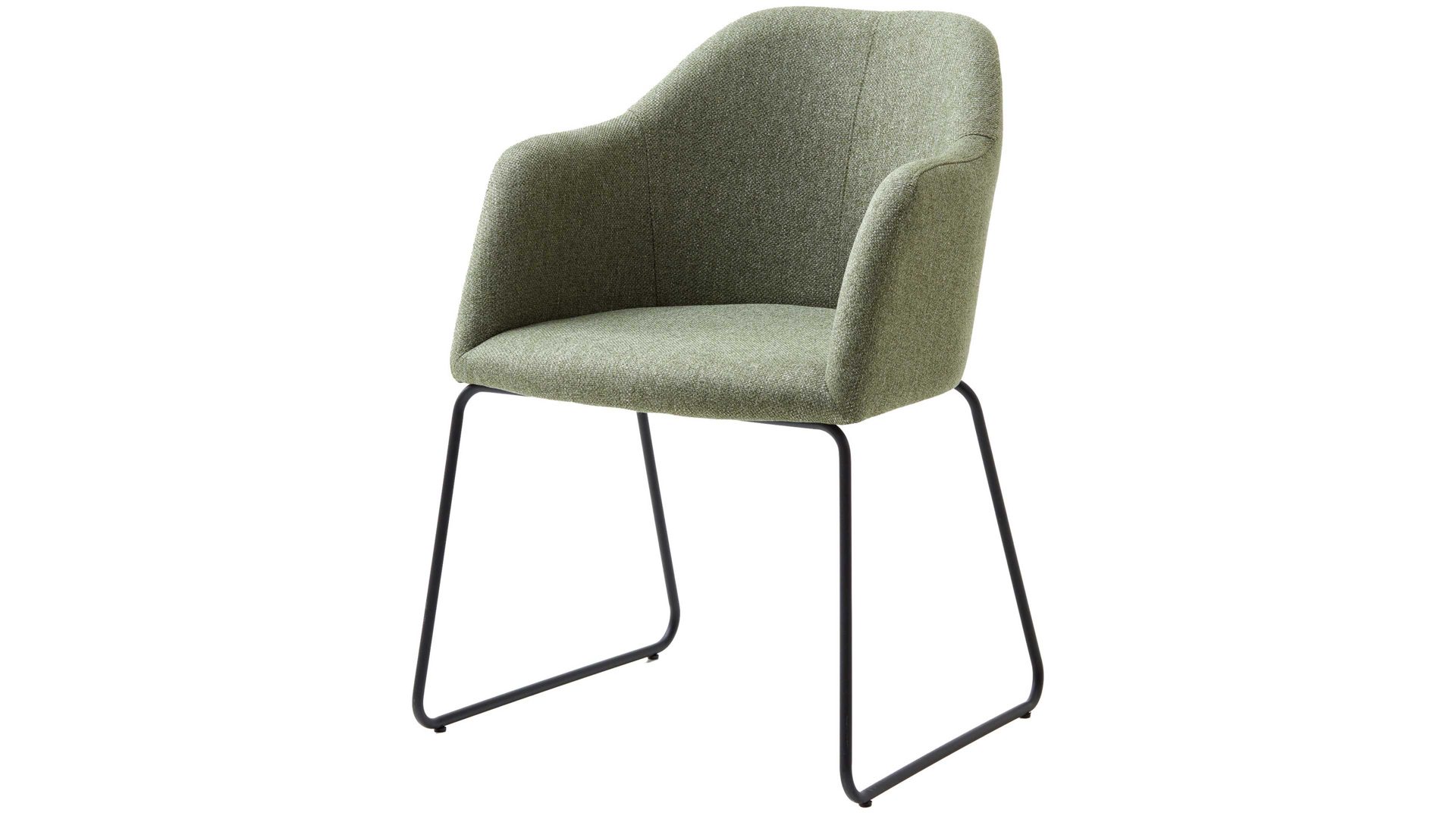 Polsterstuhl Standard furniture factory aus Stoff in Grün Armlehnstuhl Charly grüner Webstoff Nexus 9016 & schwarzes Kufengestell