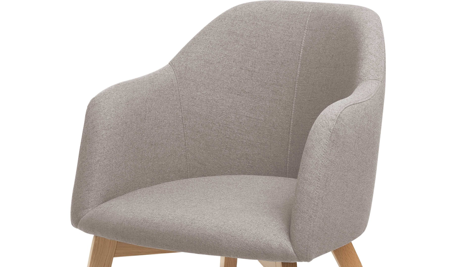 Polsterstuhl Standard furniture factory aus Stoff in Braun Armlehnstuhl Charly taupefarbener Webstoff Nexus 9011 & Eichenholzfüße