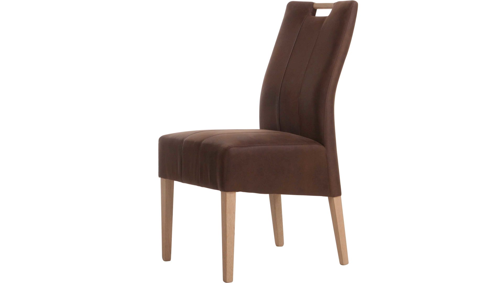 Polsterstuhl Standard furniture factory aus Stoff in Braun Polsterstuhl Vigo als Esszimmermöbel dunkelbrauner Bezug Grizzly 1000 & Eichenholzfüße
