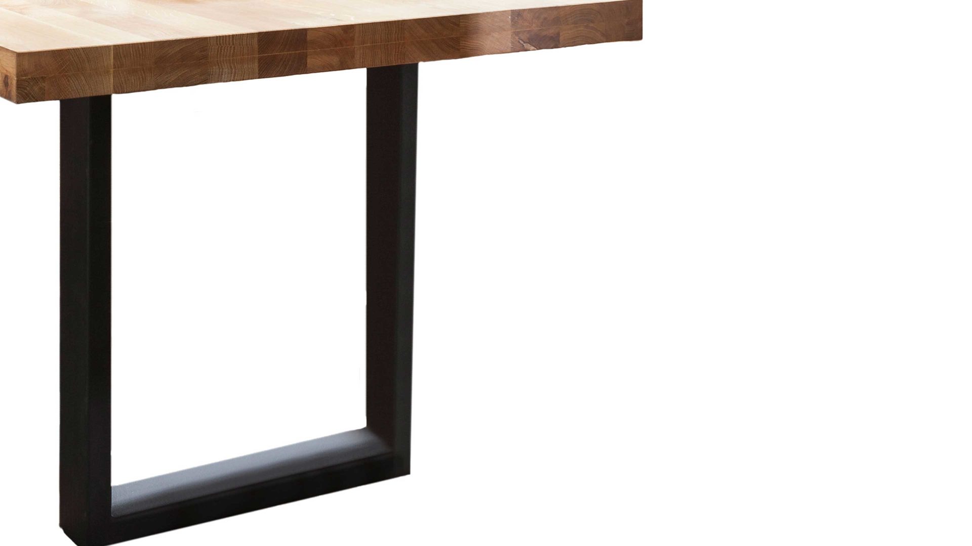 Esstisch Standard furniture factory aus Holz in Holzfarben Esstisch Lugo mit Massivholzplatte als Esszimmermöbel Balkeneiche & schwarzes Metallgestell C - ca. 220 x 100 cm