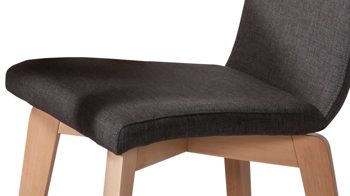 Polsterstuhl Standard furniture factory aus Webstoff in Grau Polsterstuhl bzw. Sitzmöbel Manon anthrazitfarbener Bezug 7047 Grand, Schale 3 & Eichenholzgestell