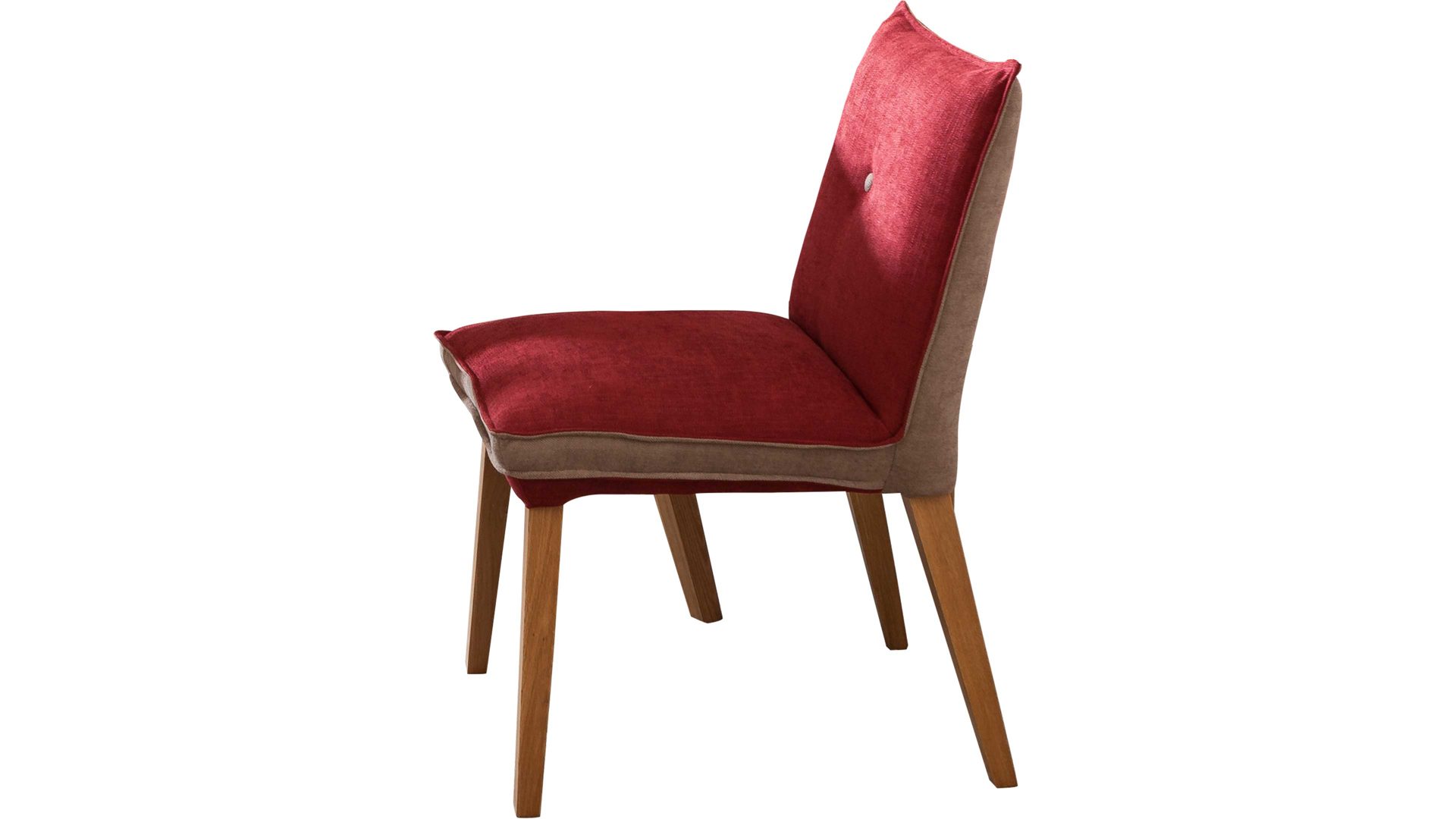 Polsterstuhl Standard furniture factory aus Stoff in Rot Polsterstuhl Genua mit Armlehnen als Sitzmöbel Rot & Camel, Bezug Kombi Rosso & Eichenholzfüße