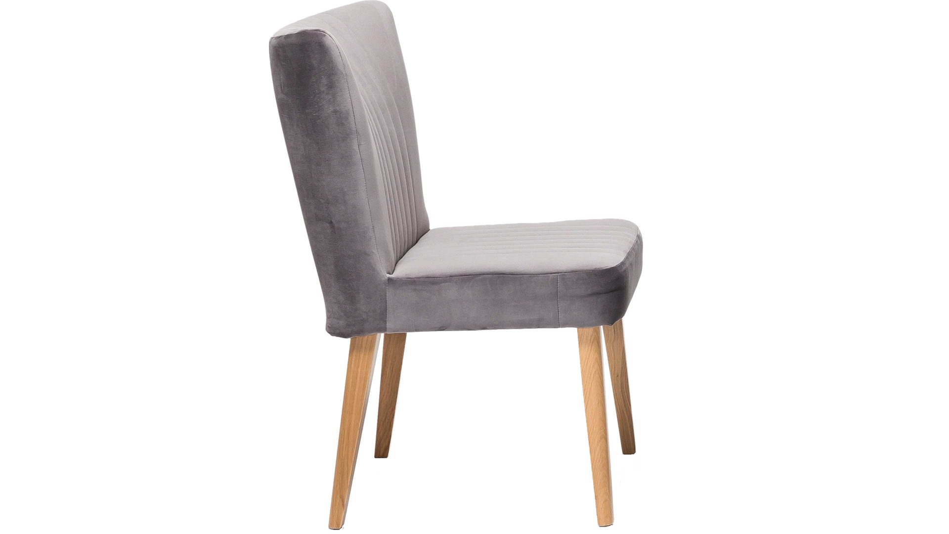 Polsterstuhl Standard furniture factory aus Stoff in Grau Polsterstuhl Jan als Esszimmermöbel einsetzbar grauer Velours Brussels 45 & Eiche
