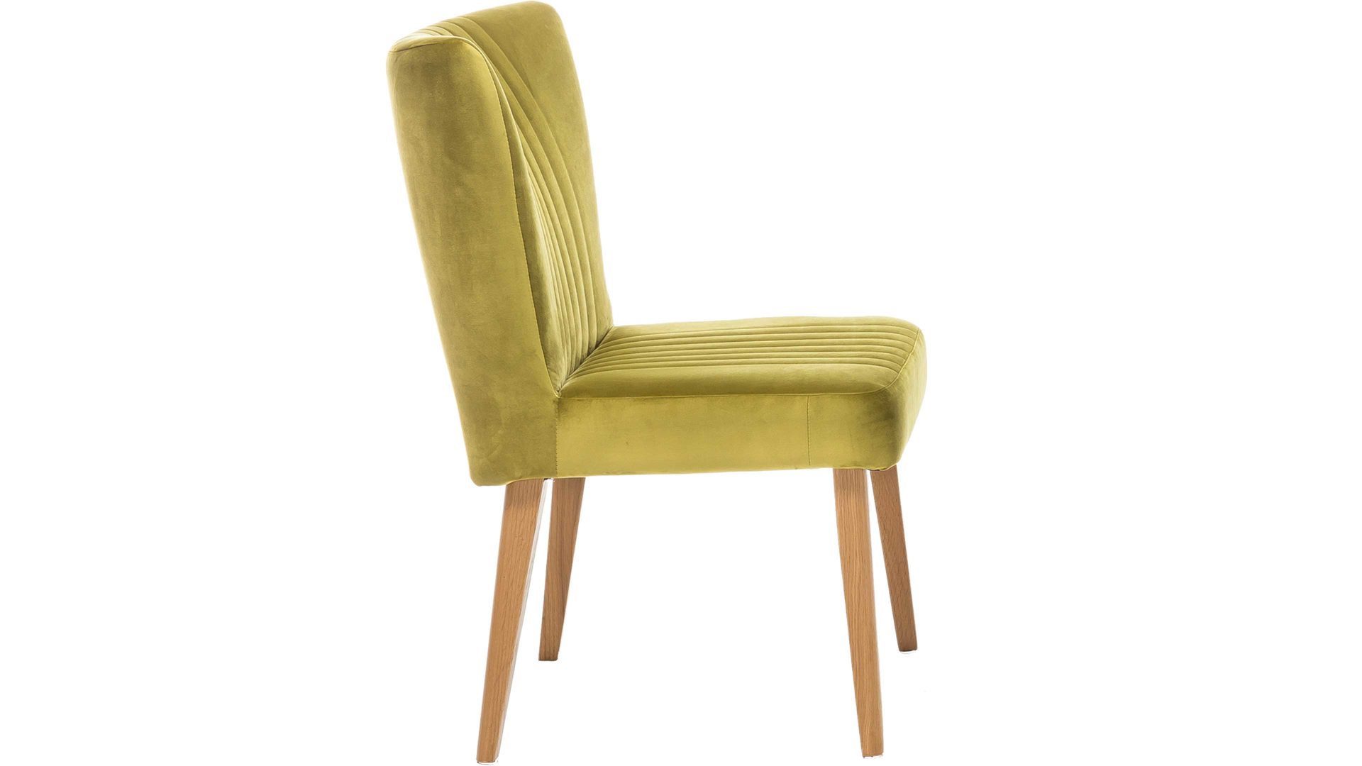 Polsterstuhl Standard furniture factory aus Stoff in Hellgrün Polsterstuhl - Sitzmöbel Jan olivgrüner Velours Brussels 429 & Eiche