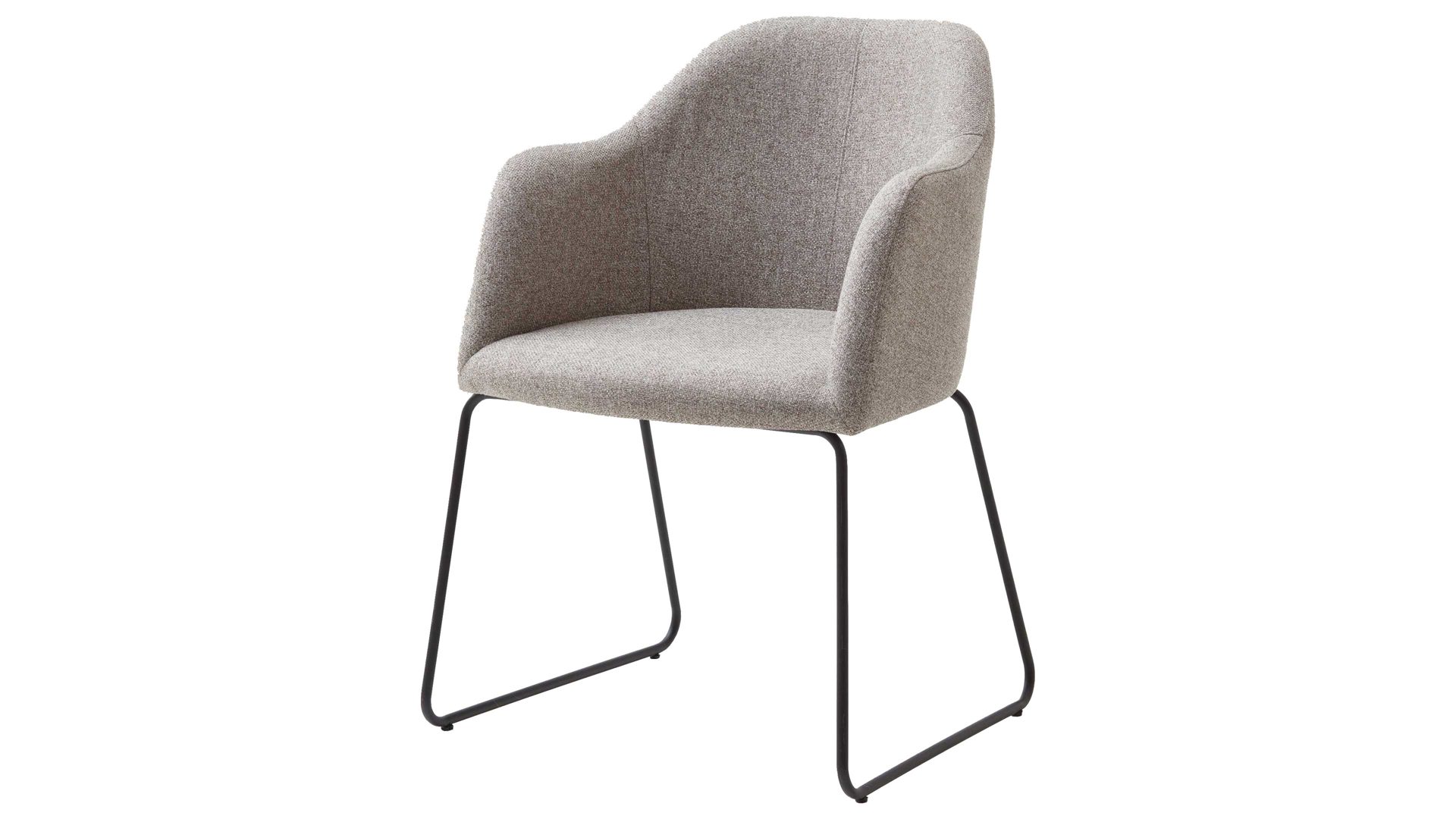 Polsterstuhl Standard furniture factory aus Stoff in Braun Armlehnstuhl Charly taupefarbener Webstoff Nexus 9011 & schwarzes Kufengestell