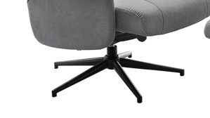 Relaxsessel Pro.com aus Stoff in Hellgrau Eva- Relax-Drehsessel mit Hocker hellgrauer Flockstoffbezug & schwarzer Sternfuß
