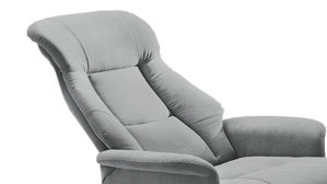 Relaxsessel Pro.com aus Stoff in Hellgrau Eva- Relax-Drehsessel mit Hocker hellgrauer Flockstoffbezug & schwarzer Sternfuß