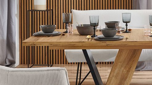 Auszugtisch PARTNERRING COLLECTION aus Holz in Holzfarben PARTNERRING COLLECTION Serie Conny - Ausziehtisch Wildeiche & Schwarz - ca. 140 - 220 x 90 cm