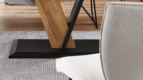 Auszugtisch PARTNERRING COLLECTION aus Holz in Holzfarben PARTNERRING COLLECTION Serie Conny - Ausziehtisch Wildeiche & Schwarz - ca. 140 - 220 x 90 cm