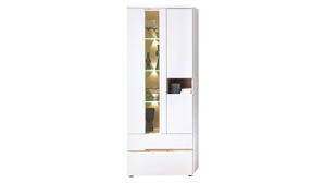 Vitrine Innostyle aus Holz in Weiß Wohnzimmer Serie Memphis - Vitrine Weiß & Artisan Eiche - ca. 75 x 197 cm