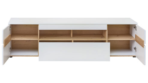 Wohnwand Innostyle aus Holz in Weiß Wohnzimmer Serie Memphis - Wohnwand Weiß & Artisan Eiche - dreiteilig