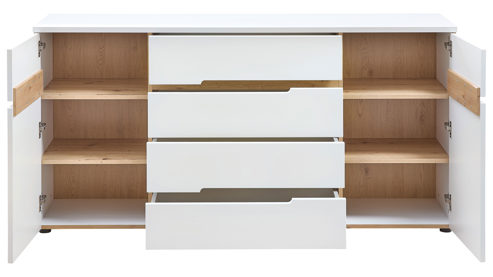Sideboard Innostyle aus Holz in Weiß Wohnzimmer Serie Memphis - Sideboard Weiß & Artisan Eiche - Breite ca. 165 cm
