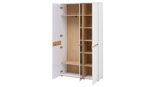 Garderobenschrank Innostyle aus Holz in Weiß Garderoben Serie Memphis - Garderobenschrank Weiß & Artisan Eiche - ca. 105 x 192 cm