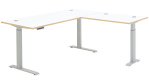 Eckschreibtisch Innostyle aus Holz in Weiß Büro Serie Memphis - Winkelschreibtisch Weiß & Artisan Eiche - höhenverstellbar, ca. 185 x 177 cm