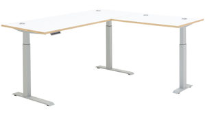 Eckschreibtisch Innostyle aus Holz in Weiß Büro Serie Memphis - Winkelschreibtisch Weiß & Artisan Eiche - höhenverstellbar, ca. 185 x 177 cm