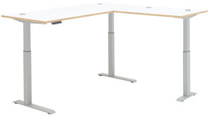 Eckschreibtisch Innostyle aus Holz in Weiß Büro Serie Memphis - Winkelschreibtisch Weiß & Artisan Eiche - höhenverstellbar, ca. 185 x 177 cm