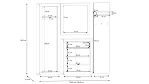 Garderoben-Set Forte® aus Holz in Weiß Garderobenprogramm Baccio - Garderoben-Set Weiß & Artisan Eiche – vierteilig, Breite ca. 206 cm