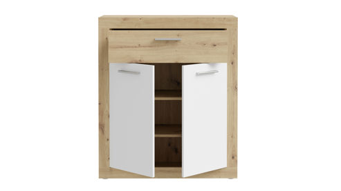 Kommode Forte® aus Holz in Weiß Garderobenprogramm Baccio - Kommode-Set Weiß & Artisan Eiche – ca. 83 x 98 cm