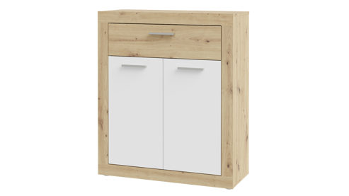 Kommode Forte® aus Holz in Weiß Garderobenprogramm Baccio - Kommode-Set Weiß & Artisan Eiche – ca. 83 x 98 cm