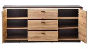 Sideboard Innostyle aus Holz in Holzfarben Wohnzimmer Serie Tina - Sideboard Mauvella Eiche & Carbon - ca. 185 x 84 cm