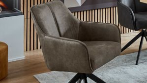 Vierfußstuhl PARTNERRING COLLECTION aus Stoff in Dunkelbraun PARTNERING COLLECTION Armlehnstuhl Cottage mit Drehfunktion steinfarbene Mikrofaser Aberdeen & schwarzes Eisen