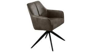 Vierfußstuhl PARTNERRING COLLECTION aus Stoff in Dunkelbraun PARTNERING COLLECTION Armlehnstuhl Cottage mit Drehfunktion steinfarbene Mikrofaser Aberdeen & schwarzes Eisen