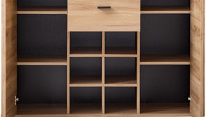 Vitrine Innostyle aus Holz in Holzfarben Wohnzimmer Serie Tina - Highboard mit Beleuchtung Mauvella Eiche & Carbon - ca. 130 x 132 cm