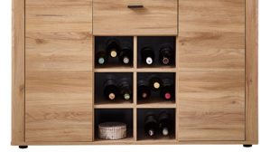 Vitrine Innostyle aus Holz in Holzfarben Wohnzimmer Serie Tina - Highboard mit Beleuchtung Mauvella Eiche & Carbon - ca. 130 x 132 cm