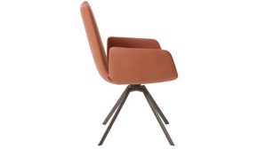 Vierfußstuhl Venjakob aus Stoff in Orange VENJAKOB Armlehnstuhl Margit cognacfarbene Mikrofaser Gavin & sepiafarbenes Metall