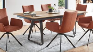 Esstisch Venjakob aus Holz in Holzfarben VENJAKOB Ausziehtisch V37 goldbraune Halifax Eiche & sepiafarbenes Metall- ca. 190 x 100 cm