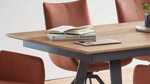 Esstisch Venjakob aus Holz in Holzfarben VENJAKOB Ausziehtisch V37 goldbraune Halifax Eiche & sepiafarbenes Metall- ca. 190 x 100 cm