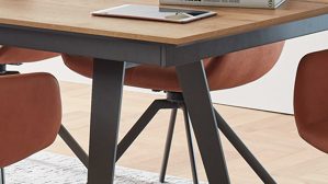 Esstisch Venjakob aus Holz in Holzfarben VENJAKOB Ausziehtisch V37 goldbraune Halifax Eiche & sepiafarbenes Metall- ca. 190 x 100 cm