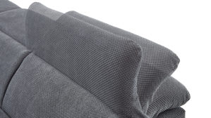 Ecksofa KAWOO aus Stoff in Grau KAWOO Polsterprogramm Exit - Funktions-Ecksofa grauer Velourbezug Onega 07 - Stellfläche ca. 198 x 314 cm