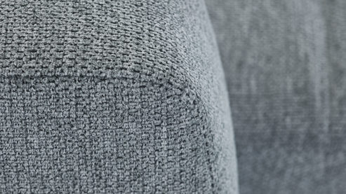 Ecksofa KAWOO aus Stoff in Hellgrau KAWOO Polsterprogramm Nil - Funktions-Ecksofa hellgrauer Chenillebezug Aragon 90 - Stellfläche ca. 277 x 203 cm