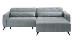Ecksofa KAWOO aus Stoff in Hellgrau KAWOO Polsterprogramm Nil - Funktions-Ecksofa hellgrauer Chenillebezug Aragon 90 - Stellfläche ca. 277 x 203 cm